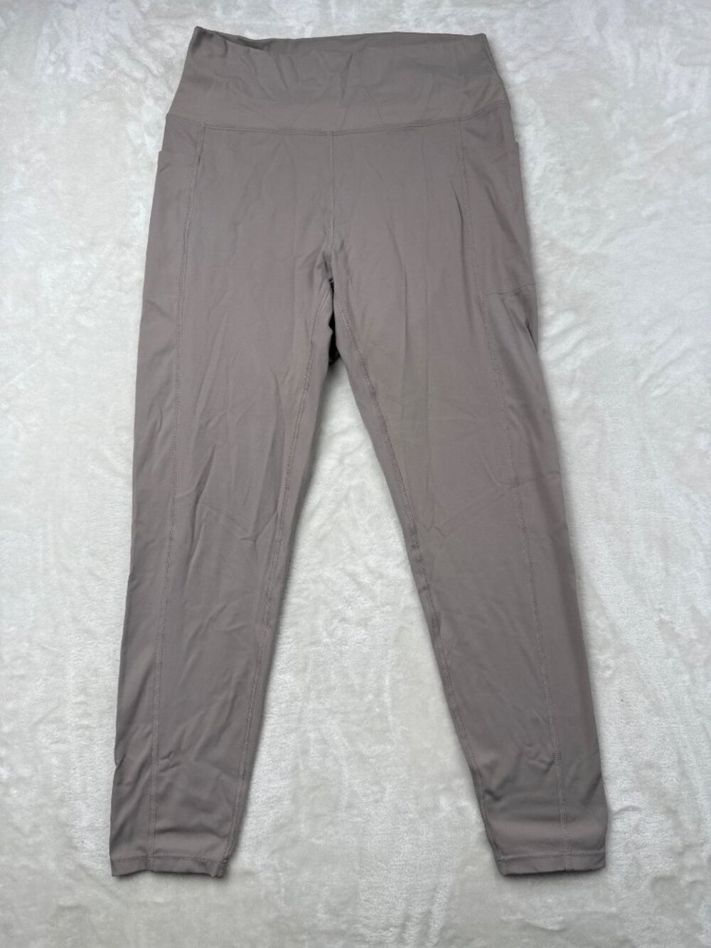 Danskin Womens High-Waisted Leggings With Pockets Taupe Size L